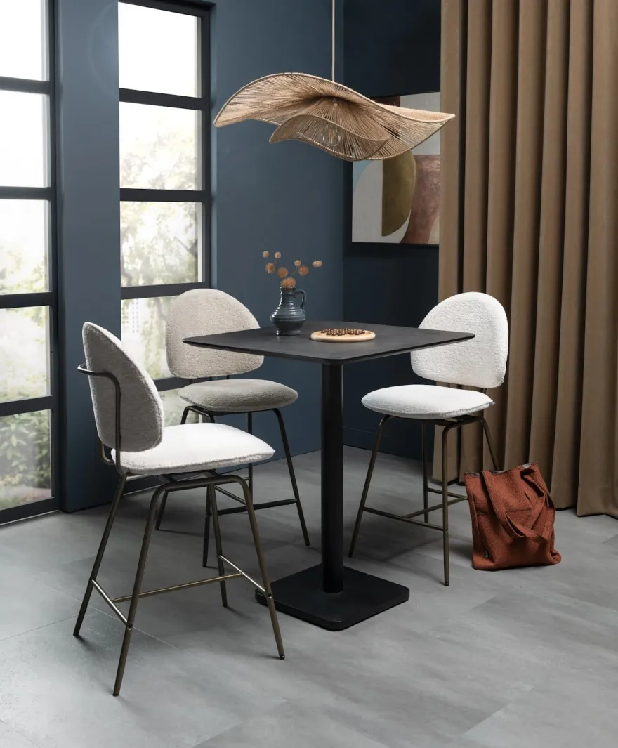 COCOmaison, Brest bartafel stone anthracite 75x75cm - Zwart