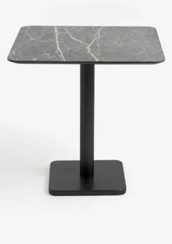 COCOmaison, Brest bistrotafel marble light grey 75x75cm - zwart
