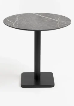 COCOmaison, Brest bistrotafel marble light grey D80cm - zwart