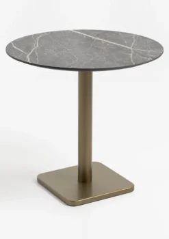 COCOmaison, Brest bistrotafel marble light grey D80cm - zwart