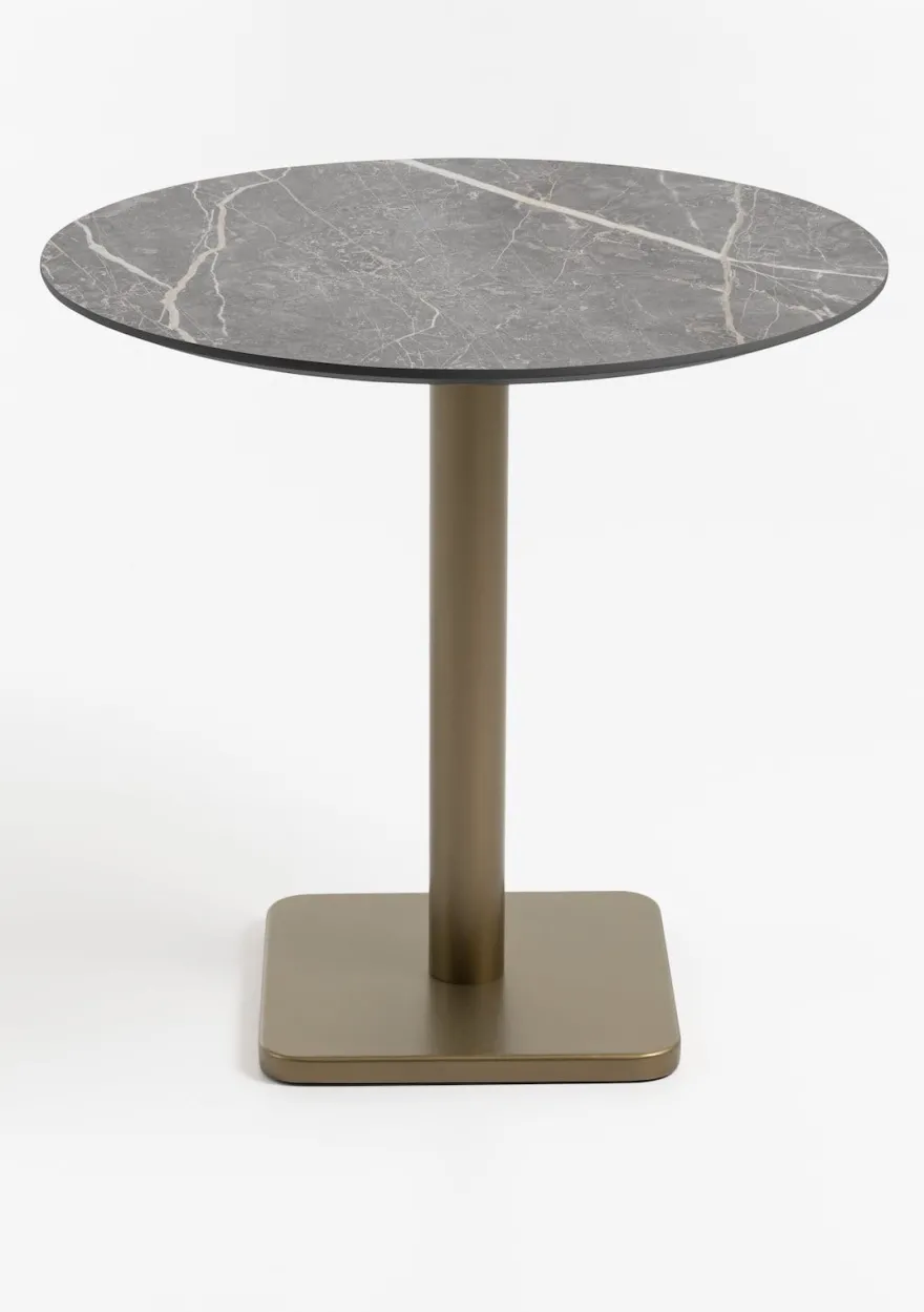 COCOmaison, Brest bistrotafel marble light grey D80cm - zwart