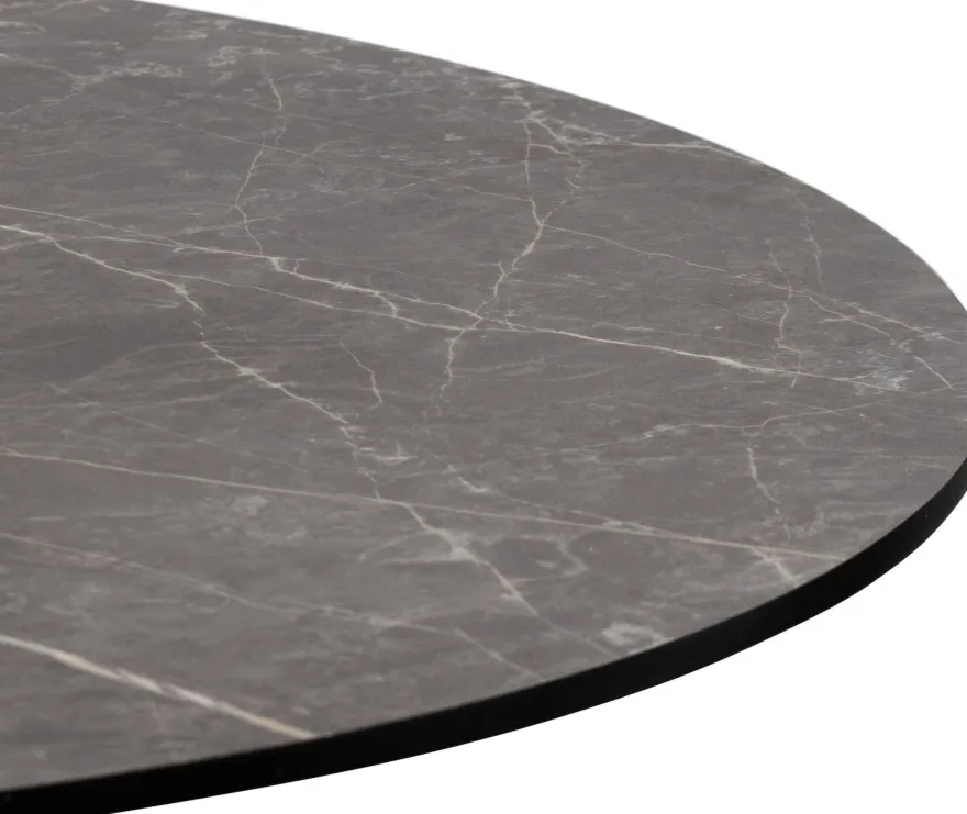 COCOmaison, Brest bistrotafel marble light grey D80cm - zwart