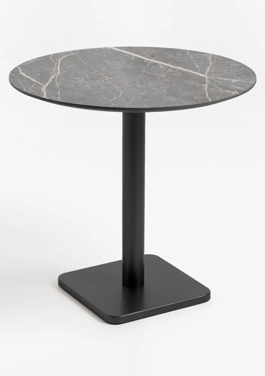 COCOmaison, Brest bistrotafel marble light grey D80cm - zwart