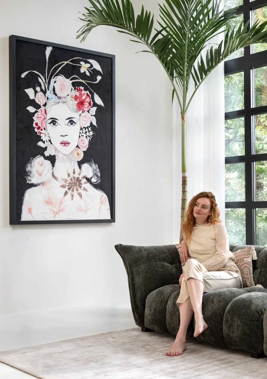 COCOmaison, Dior Flower schilderij 120x180cm - Multikleur