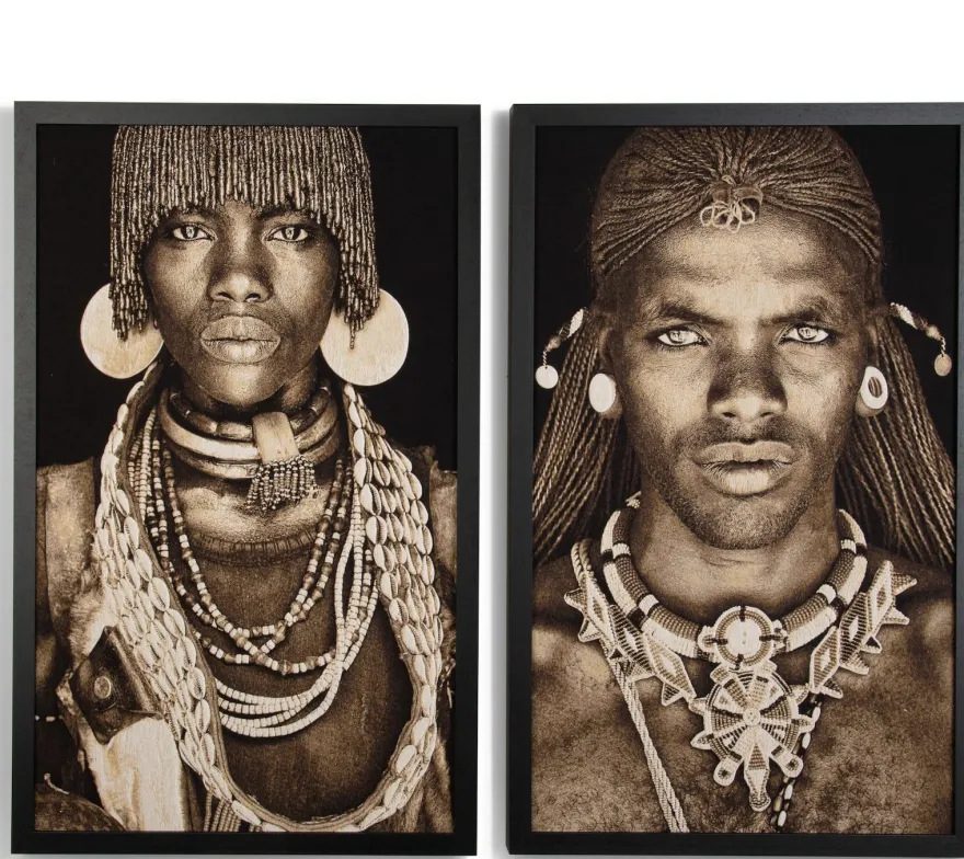 COCOmaison, Samburu Warrior schilderij 75x125cm - Bruin