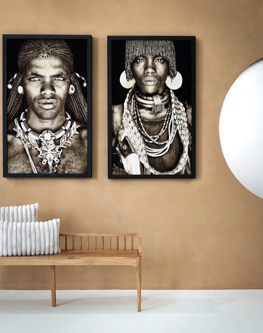 COCOmaison, Samburu Warrior schilderij 75x125cm - Bruin