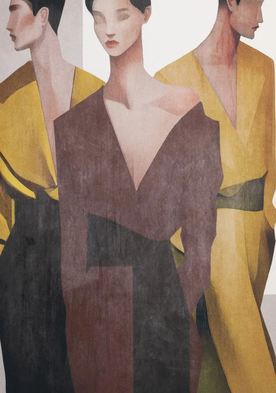 COCOmaison, Silhouettes schilderij 90x140cm - Oker