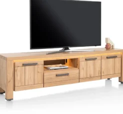Delmonte, lowboard 200 cm - 3-deuren + 1-lade + 1-niche (LED + dimmer)