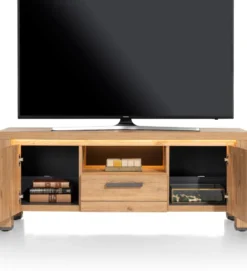 Delmonte, lowboard 140 cm - 2-deuren + 1-lade + 1-niche (LED + dimmer)