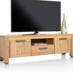 Delmonte, lowboard 170 cm - 2-deuren + 1-lade + 1-niche (LED + dimmer)