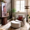 Elise, draaifauteuil met poef - stof Cloudy