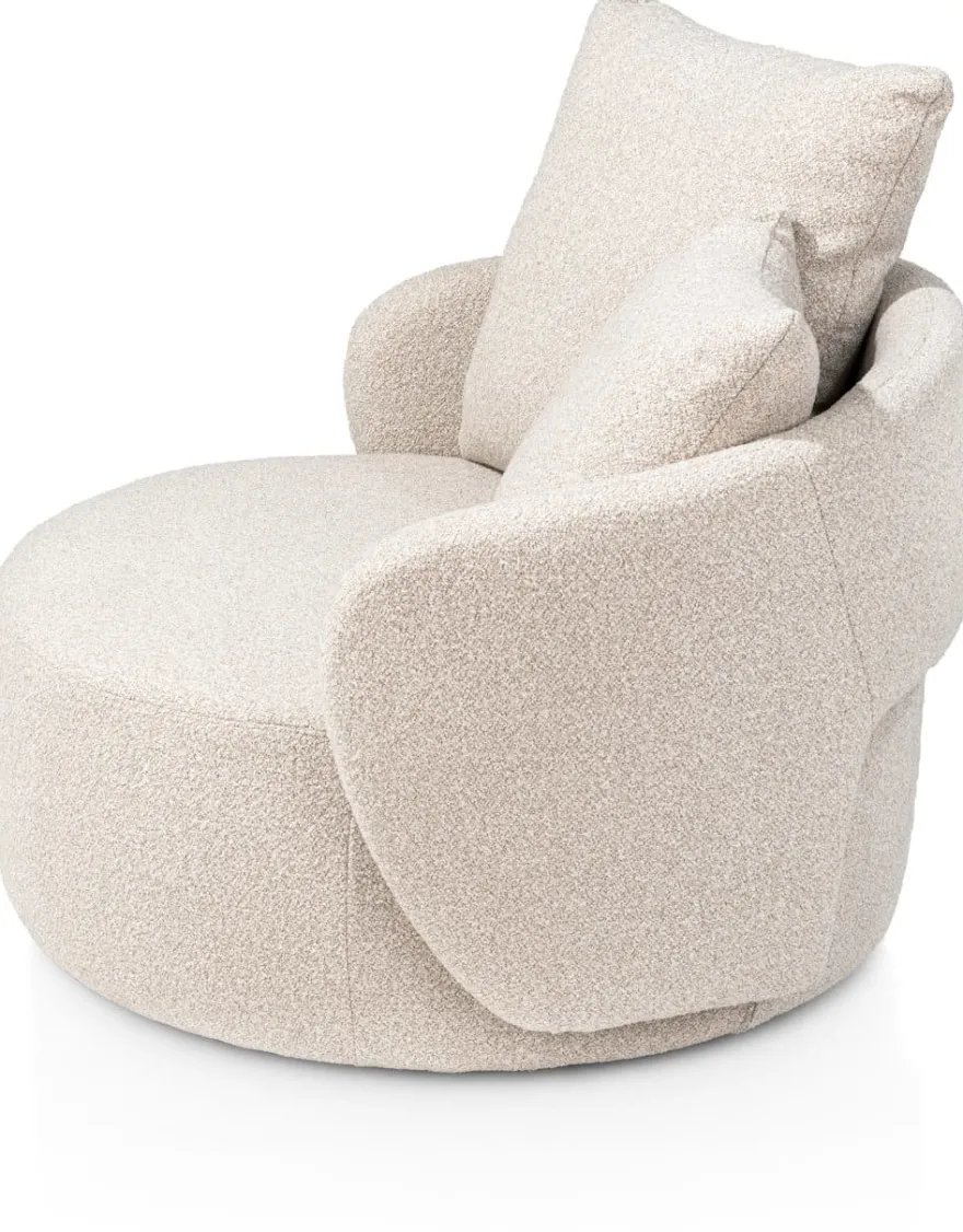 Elise, draaifauteuil met poef - stof Cloudy