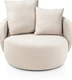 Elise, draaifauteuil met poef - stof Cloudy