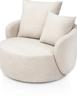 Elise, draaifauteuil met poef - stof Cloudy