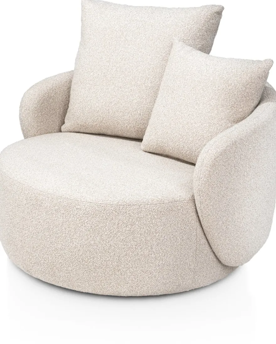 Elise, draaifauteuil met poef - stof Cloudy