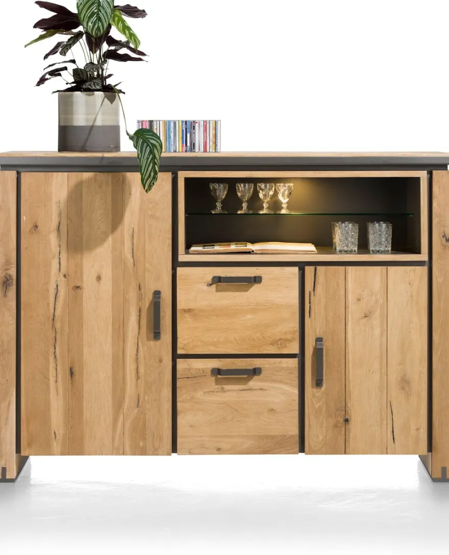 Farmland, dressette 170 cm - 2-deuren + 2-laden + 2-niches (+ LED)