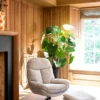 Florence, relaxfauteuil met poef - stof Enzo - grijs