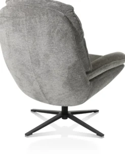 Florence, relaxfauteuil met poef - stof Enzo - grijs