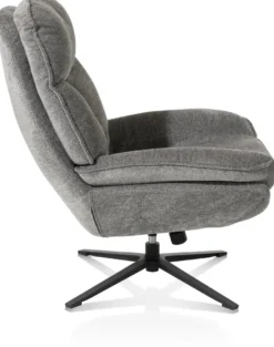 Florence, relaxfauteuil met poef - stof Enzo - grijs