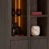 Gijon, bergkast smal 75 cm - 1-glasdeur + 2-deuren + 4-niches (+ LED)