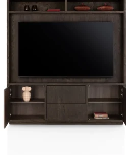 Gijon, tv-kast met opzet 200 cm - 2-deuren + 2-laden + 2-niches met plint