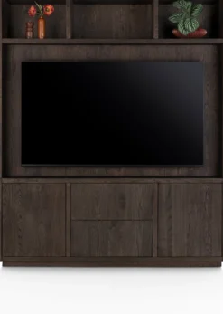 Gijon, tv-kast met opzet 180 cm - 2-deuren + 2-laden + 3-niches met plint