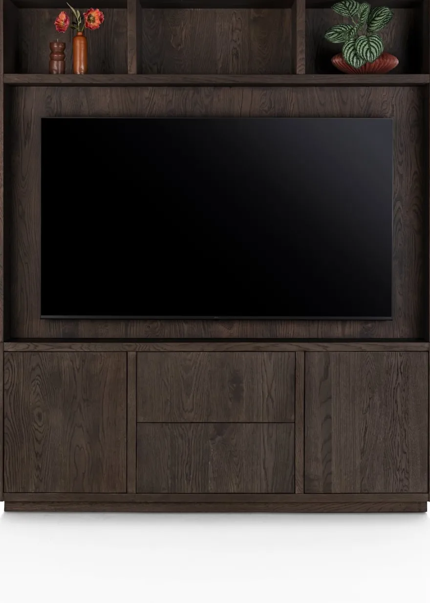 Gijon, tv-kast met opzet 180 cm - 2-deuren + 2-laden + 3-niches met plint