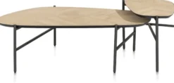 Hendrik, set van 2 salontafels 63 x 120 cm / 62 x 44 cm - fishbone - natural