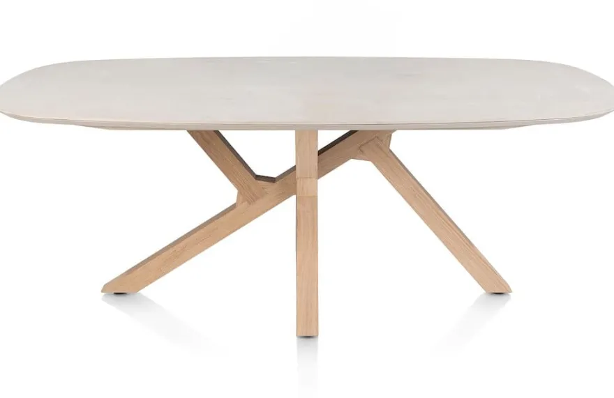 Himalaya, Eetkamertafel 210 x 120 cm. - houten poten / keramiek blad