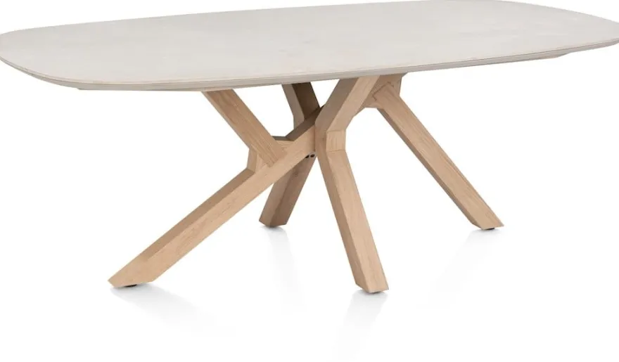 Himalaya, Eetkamertafel 210 x 120 cm. - houten poten / keramiek blad