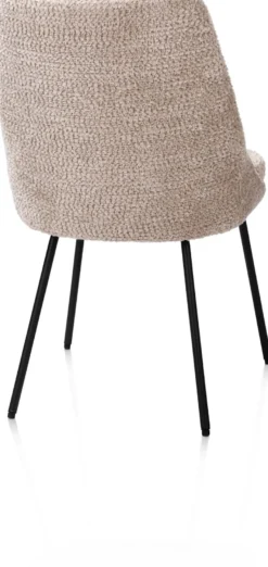 Isaac, eetkamerstoel - 4-pootjes - rough off black - stof Derby - beige