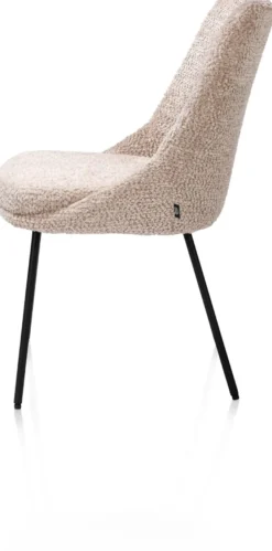 Isaac, eetkamerstoel - 4-pootjes - rough off black - stof Derby - beige