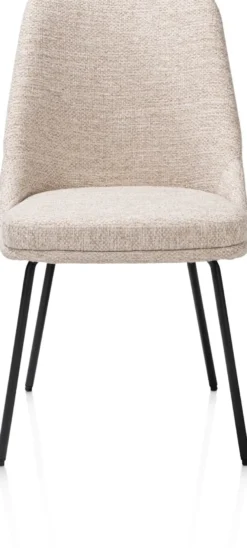 Isaac, eetkamerstoel - 4-pootjes - rough off black - stof Bellini - Creme