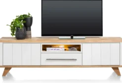Jardin, lowboard 210 cm - 1-lade + 1-niche + 2-kleppen (+ LED) - Antraciet