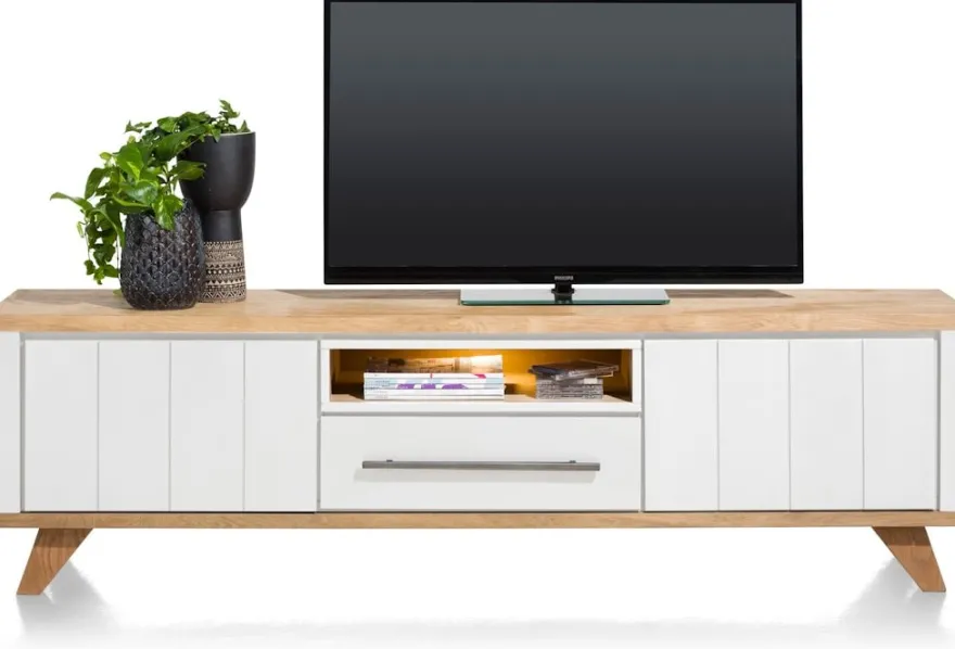 Jardin, lowboard 210 cm - 1-lade + 1-niche + 2-kleppen (+ LED) - Antraciet