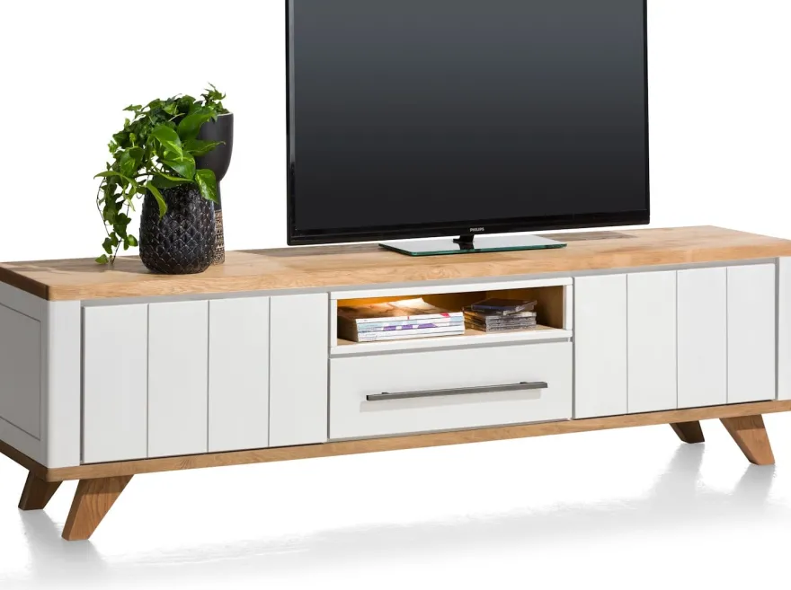 Jardin, lowboard 210 cm - 1-lade + 1-niche + 2-kleppen (+ LED) - Antraciet