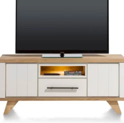 Jardin, lowboard 140 cm - 1-lade + 1-niche + 2-kleppen (+ LED) - Antraciet