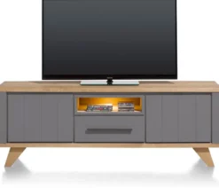 Jardin, lowboard 170 cm - 1-lade + 1-niche + 2-kleppen (+ LED) - Antraciet
