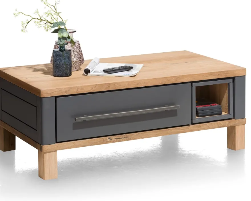 Jardin, salontafel 100 x 60 cm + 2-laden + 1-niche - Antraciet
