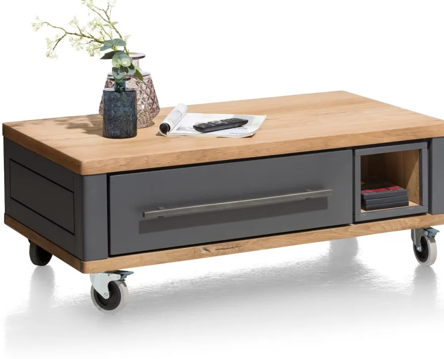 Jardin, salontafel 100 x 60 cm + 2-laden + 1-niche - Antraciet
