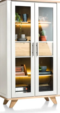 Jardin, vitrine 110 cm - 2-glasdeuren + 2-laden (binnenin) (+ LED) - Antraciet