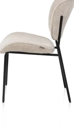 Julia, eetkamerstoel - 4-pootjes - rough off black - stof Vada - beige