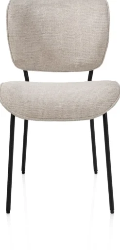 Julia, eetkamerstoel - 4-pootjes - rough off black - stof Vada - beige