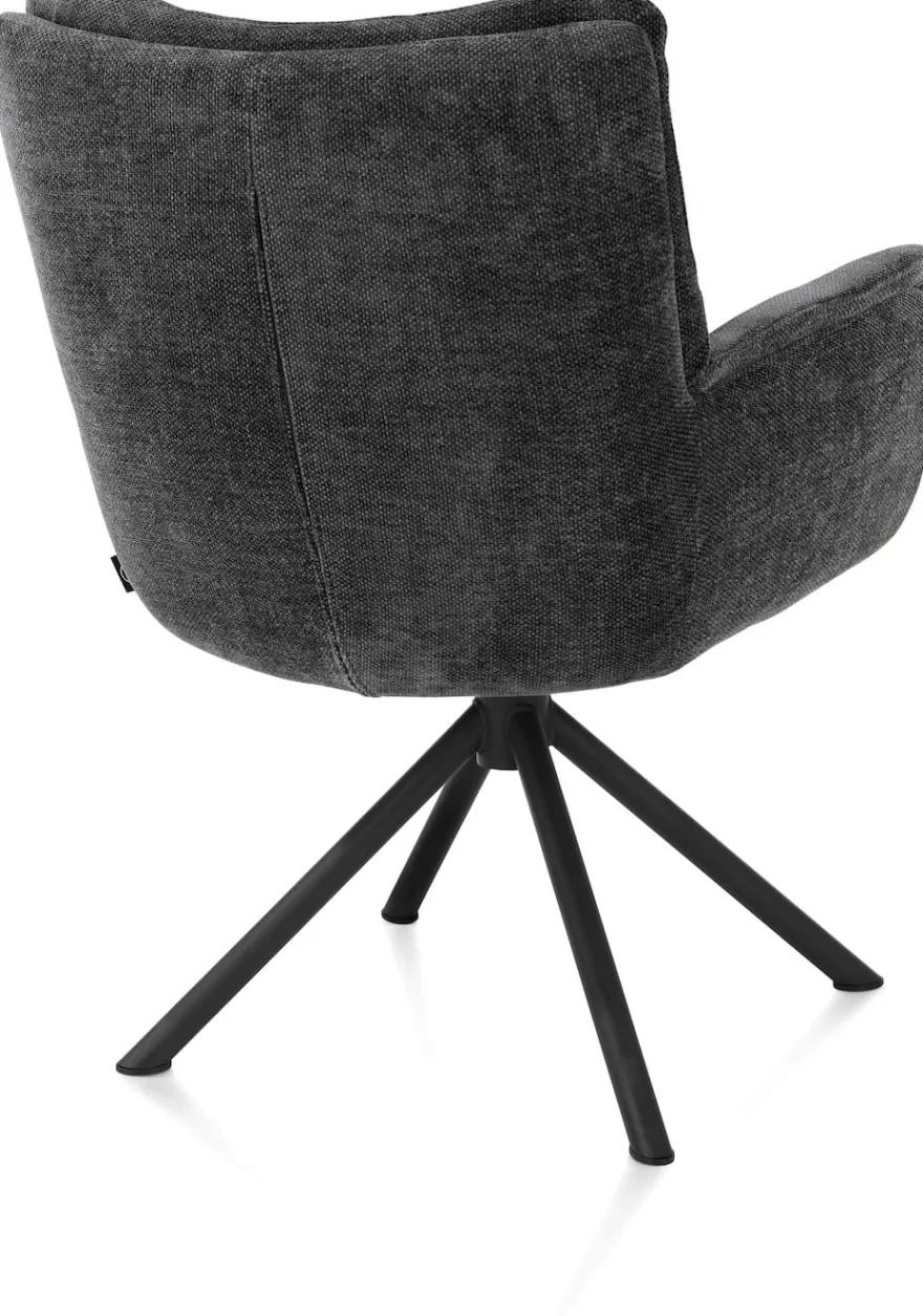 Juna, armstoel - zwart frame met relaxsysteem - draaibaar - stof Livigno - Antraciet