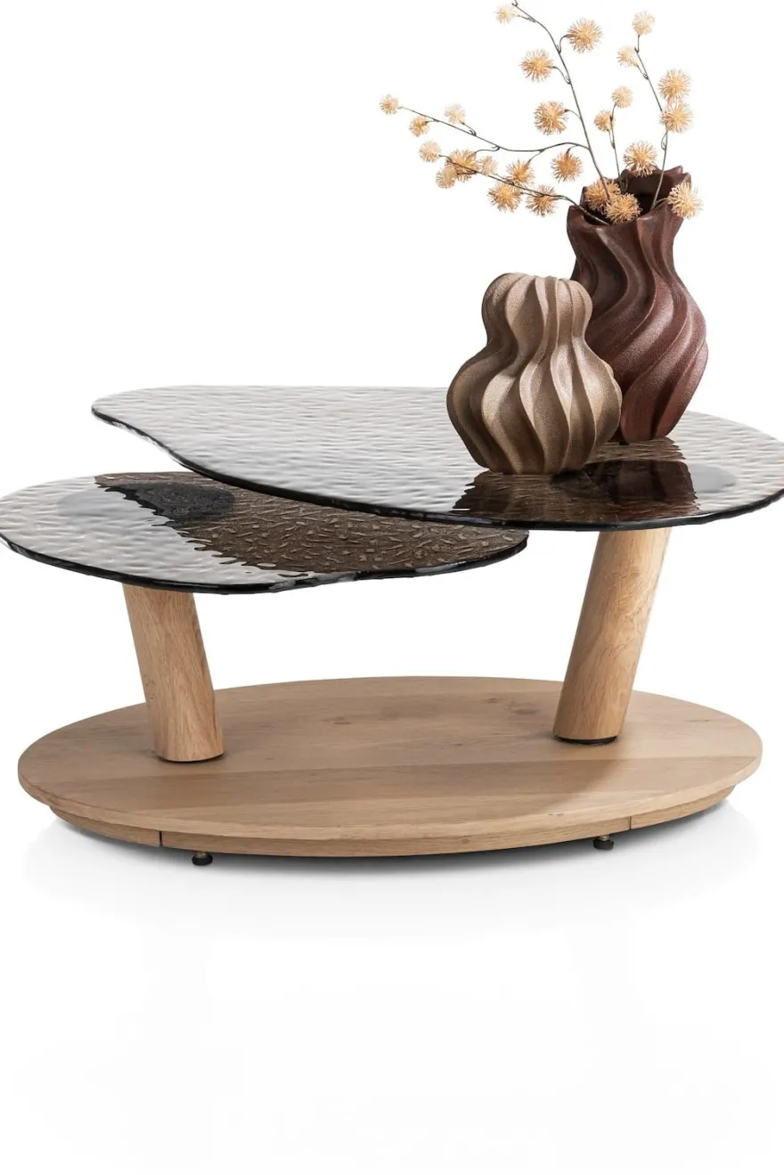 Kiara, salontafel draaibaar - 135x58cm - glasblad