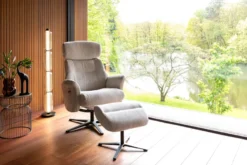 Lazaro, relaxfauteuil met poef - stof Livigno - bruin
