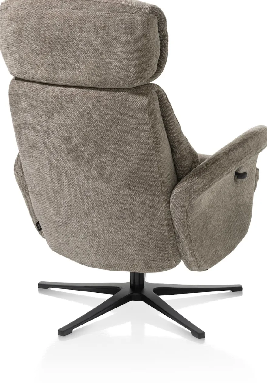Lazaro, relaxfauteuil met poef - stof Livigno - bruin