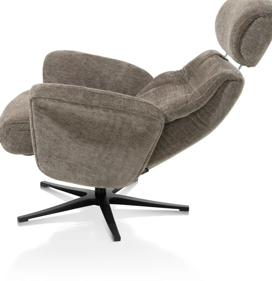 Lazaro, relaxfauteuil met poef - stof Livigno - bruin