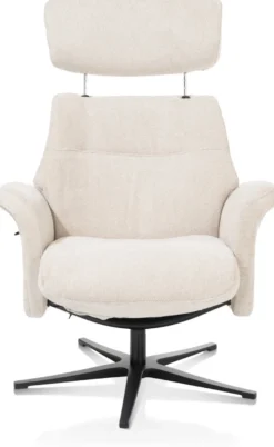 Lazaro, relaxfauteuil met poef - stof Livigno - bruin