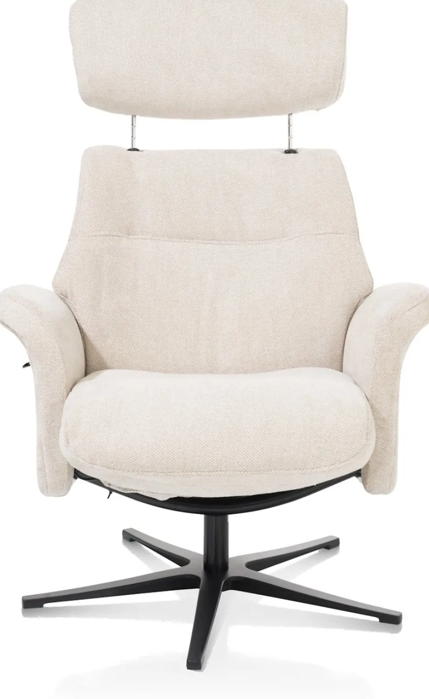 Lazaro, relaxfauteuil met poef - stof Livigno - bruin
